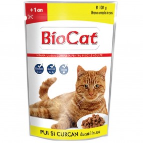 Biocat Plic Pui&curcan In Sos 100gr(24/bax)
