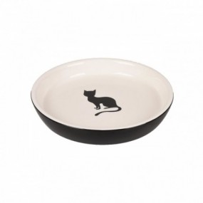 Castron Din Ceramica Pentru Pisici Flamingo Nala Alb-negru 15.5x15.5x2.5 Cm / 180 Ml