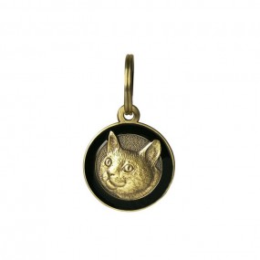 Medalion personalizat, pisica, gravat cu numele, numarul de telefon si adresa 2.5 cm